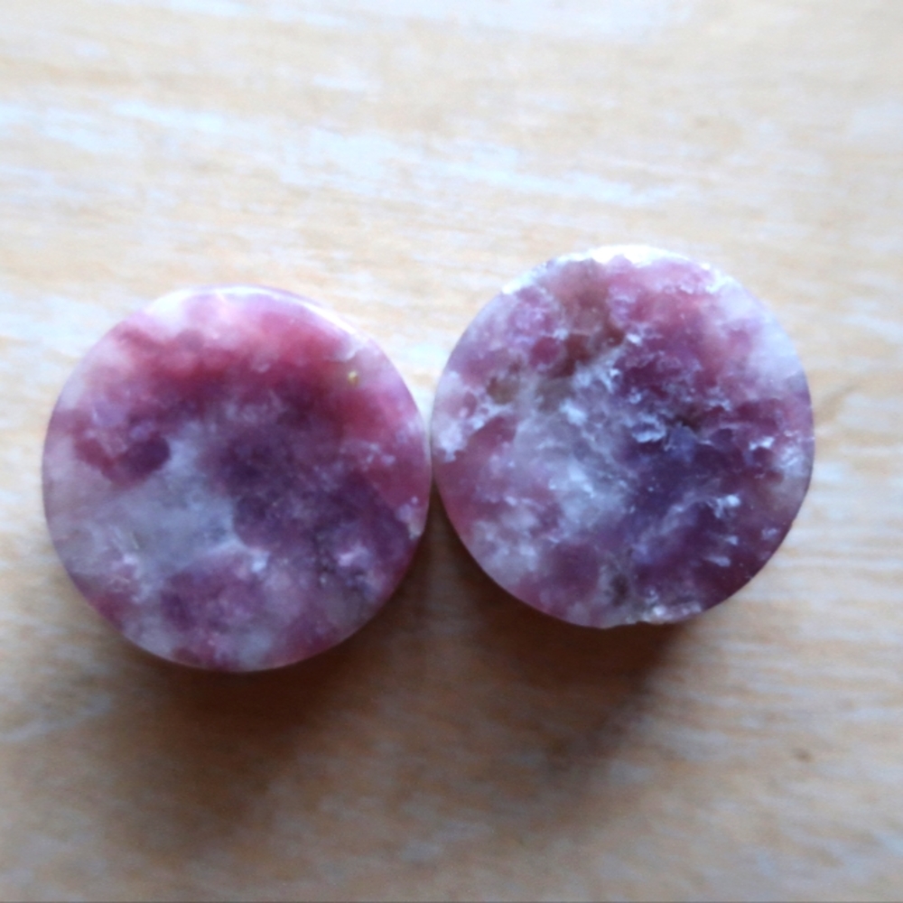 Lepidolite natural stone plugs pink/purple/white double flared 19mm or 3/4 inch